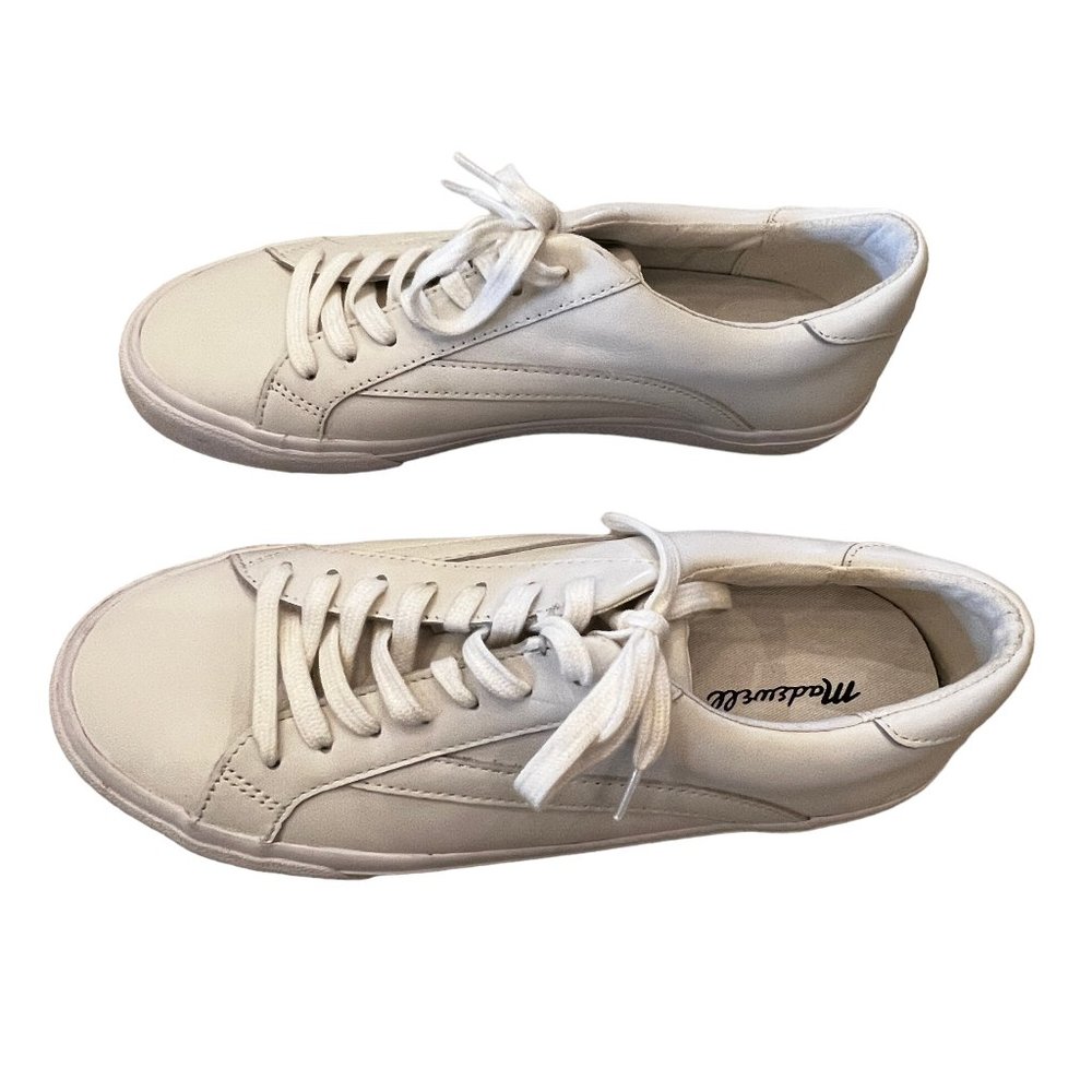 Always in style! New Madewell Unisex White Leather Sneakers Women Sz 9 &… - Picture 6 of 13